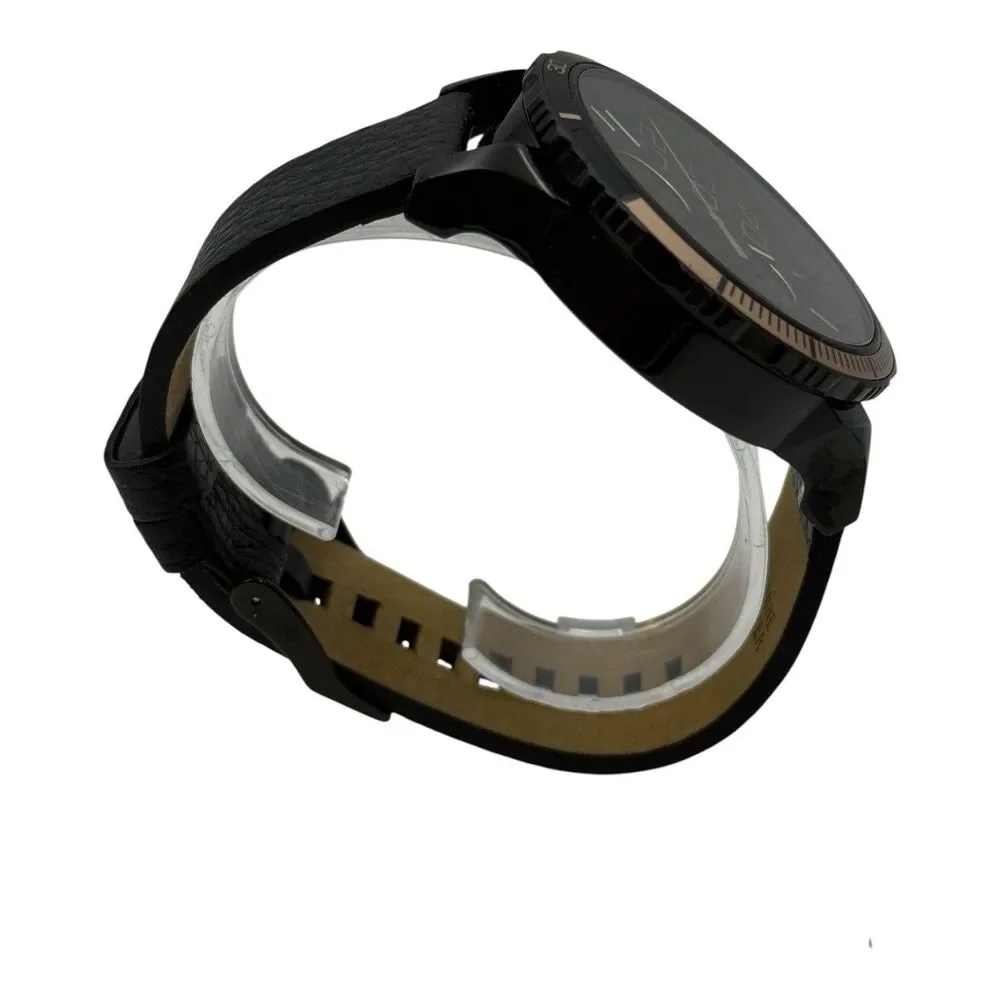 Diesel DZ4327 Black Dial Black Leather Chronograph 10 Atm Men Quartz Watch EXC